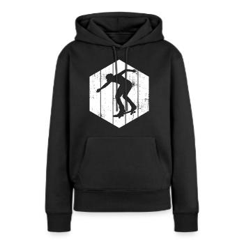 Croquis de skateur - Sweat à capuche Premium bio Femme - noir - Devant - Julia (174cm)