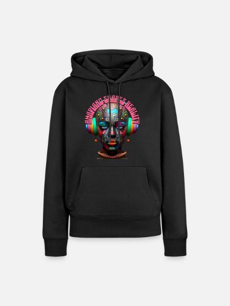 AMAPIANO SHAPES REALITY - Cool Woman & Headphones! - Women’s Premium Organic Hoodie - black