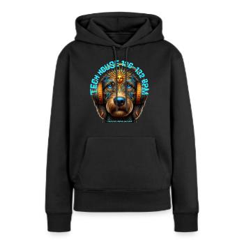 TECH HOUSE 126-132 BPM - Labradoodle & Headphones! - Women’s Premium Organic Hoodie - black - Front - Julia (174cm)