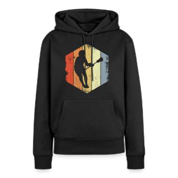 Vintage Lacrosse Spieler - Frauen Premium Bio Hoodie - Schwarz - Vorne - Julia (174cm)