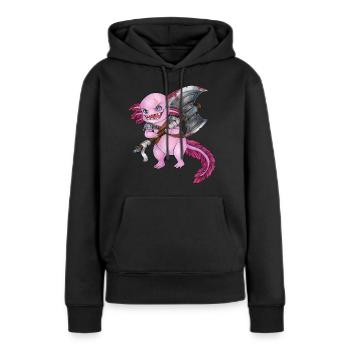 Lustiges Axolotl mit Axt Barbar Krieger Geschenk - Frauen Premium Bio Hoodie - Schwarz - Vorne - Julia (174cm)