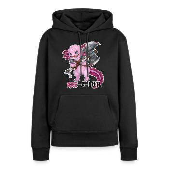 Lustiges Axolotl mit Axt Barbar Krieger Geschenk - Frauen Premium Bio Hoodie - Schwarz - Vorne - Julia (174cm)