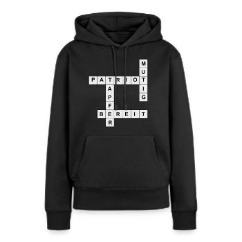 sei ein Patriot - Frauen Premium Bio Hoodie - Schwarz - Vorne - Julia (174cm)