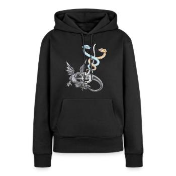 Le caducée d'Hermès - Sweat à capuche Premium bio Femme - noir - Devant - Julia (174cm)