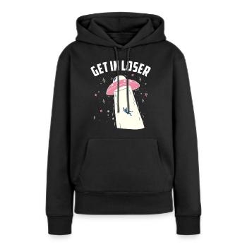 Entrez dans le perdant - Sweat à capuche Premium bio Femme - noir - Devant - Julia (174cm)