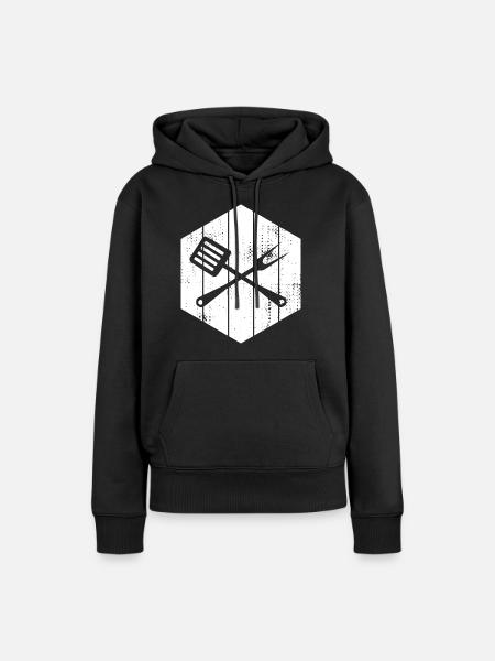 Kochlöffel und Gabel - Frauen Premium Bio Hoodie - Schwarz