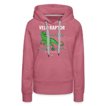 Velo Raptor Velociraptor (Velo Ciraptor) Sprinter - Frauen Premium Bio Hoodie - Malve - Vorne - Isabella (175cm)