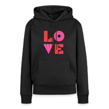 LOVE - Frauen Premium Bio Hoodie - Schwarz - Vorne - Julia (174cm)