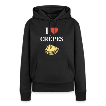 crêpe - Sweat à capuche Premium bio Femme - noir - Devant - Julia (174cm)