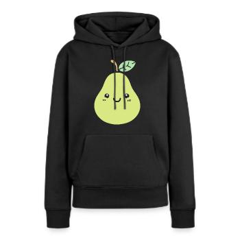 Birne - Frauen Premium Bio Hoodie - Schwarz - Vorne - Julia (174cm)