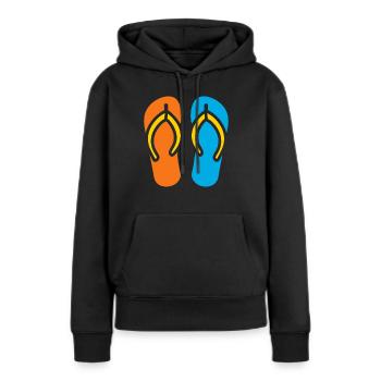 Tongs - Sweat à capuche Premium bio Femme - noir - Devant - Julia (174cm)