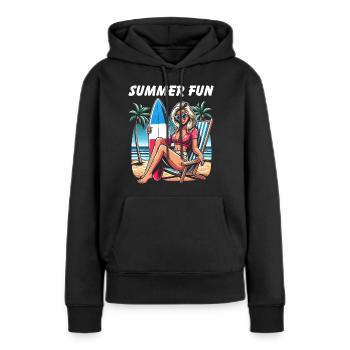 Été Plage Haute Couture - Sweat à capuche Premium bio Femme - noir - Devant - Julia (174cm)