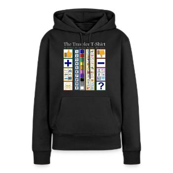 Le T-shirt du Voyageur - Sweat à capuche Premium bio Femme - noir - Devant - Julia (174cm)