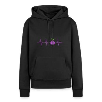 Oignon - Sweat à capuche Premium bio Femme - noir - Devant - Julia (174cm)
