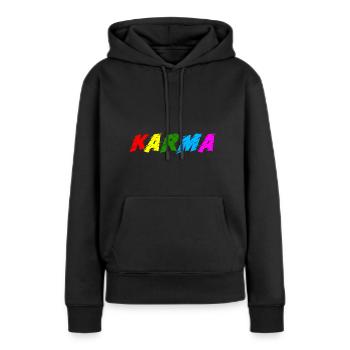 Karma - Sweat à capuche Premium bio Femme - noir - Devant - Julia (174cm)