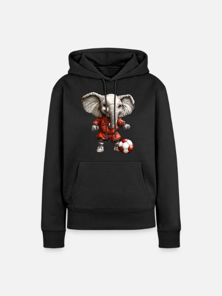 Fussball Elefant - Frauen Premium Bio Hoodie - Schwarz
