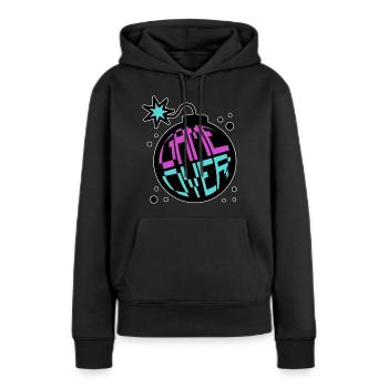 Game Over Jeux multijoueurs Pro Gamer - Sweat à capuche Premium bio Femme - noir - Devant - Julia (174cm)