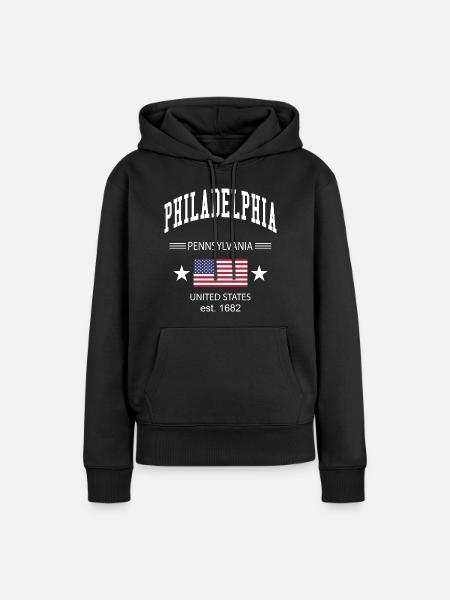 Philadelphia - Frauen Premium Bio Hoodie - Schwarz
