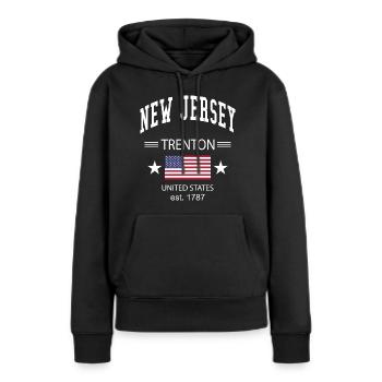 New Jersey - Frauen Premium Bio Hoodie - Schwarz - Vorne - Julia (174cm)