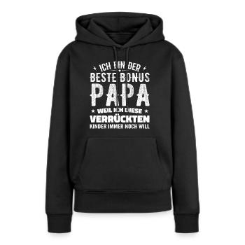 Bonus papa Beau-père Cadeau papa bonus papa - Sweat à capuche Premium bio Femme - noir - Devant - Julia (174cm)