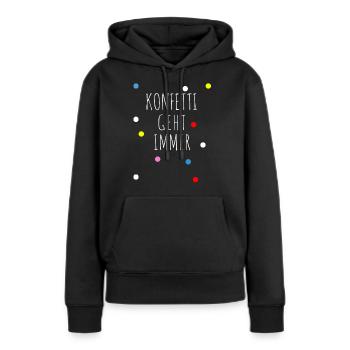 CHEMISE CONFETTI - Sweat à capuche Premium bio Femme - noir - Devant - Julia (174cm)