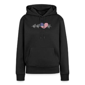 Usa - Frauen Premium Bio Hoodie - Schwarz - Vorne - Julia (174cm)