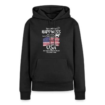Usa - Frauen Premium Bio Hoodie - Schwarz - Vorne - Julia (174cm)