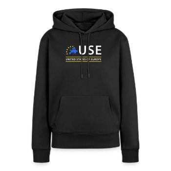 États-Unis d'Europe États-Unis d'Amérique - Sweat à capuche Premium bio Femme - noir - Devant - Julia (174cm)