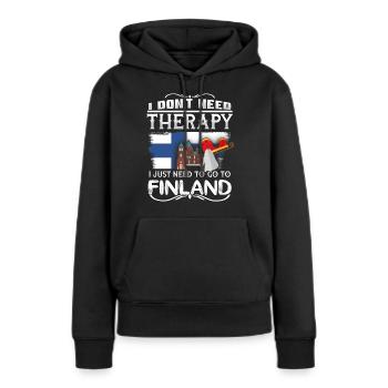 Finlande - Sweat à capuche Premium bio Femme - noir - Devant - Julia (174cm)