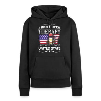 USA Amerika - Frauen Premium Bio Hoodie - Schwarz - Vorne - Julia (174cm)