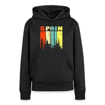 Espagne - Sweat à capuche Premium bio Femme - noir - Devant - Julia (174cm)