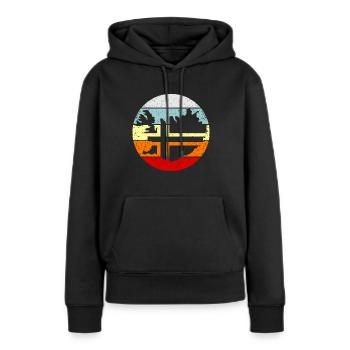Islande - Sweat à capuche Premium bio Femme - noir - Devant - Julia (174cm)
