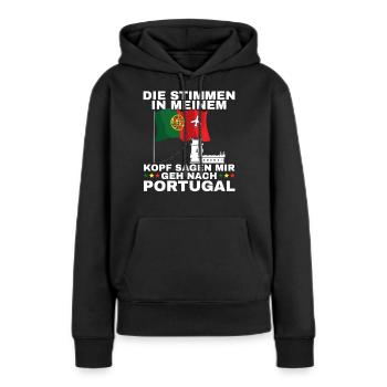 Portugal - Frauen Premium Bio Hoodie - Schwarz - Vorne - Julia (174cm)