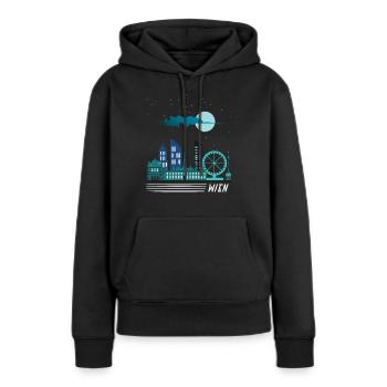 Wien - Frauen Premium Bio Hoodie - Schwarz - Vorne - Julia (174cm)