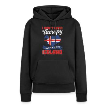 Islande - Sweat à capuche Premium bio Femme - noir - Devant - Julia (174cm)