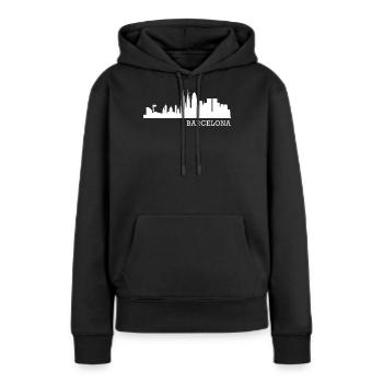 Barcelone - Sweat à capuche Premium bio Femme - noir - Devant - Julia (174cm)