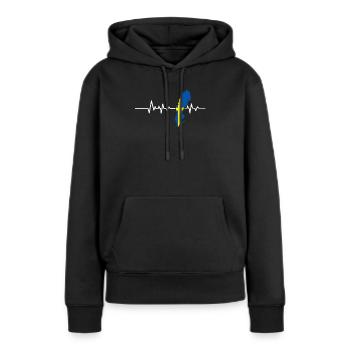 Suède - Sweat à capuche Premium bio Femme - noir - Devant - Julia (174cm)