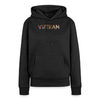 Vietnam - Sweat à capuche Premium bio Femme - noir - Devant - Julia (174cm)
