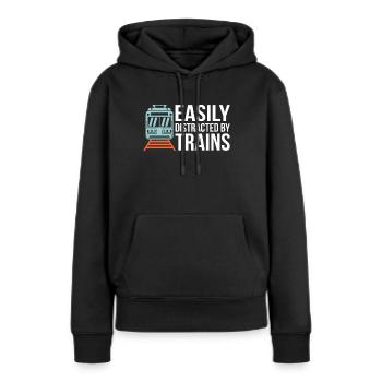 Train trains train modèle - Sweat à capuche Premium bio Femme - noir - Devant - Julia (174cm)