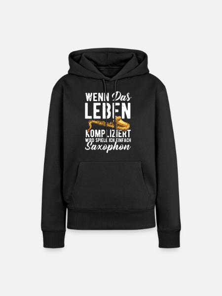 Saxophone - Frauen Premium Bio Hoodie - Schwarz