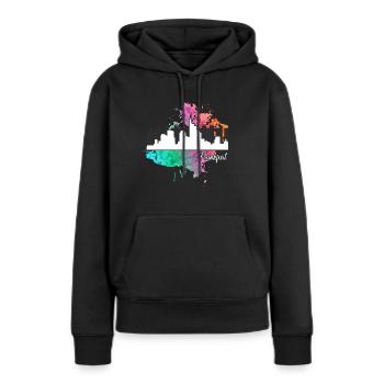 Francfort - Sweat à capuche Premium bio Femme - noir - Devant - Julia (174cm)