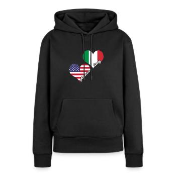Italie Amérique - Sweat à capuche Premium bio Femme - noir - Devant - Julia (174cm)