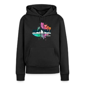 Leipzig - Sweat à capuche Premium bio Femme - noir - Devant - Julia (174cm)
