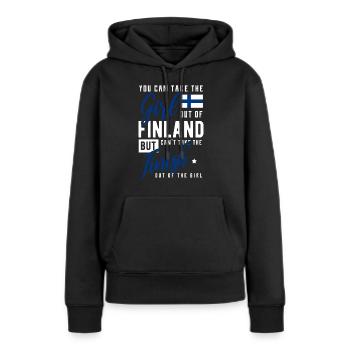 Finlande - Sweat à capuche Premium bio Femme - noir - Devant - Julia (174cm)