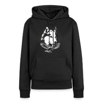 Husky - Frauen Premium Bio Hoodie - Schwarz - Vorne - Julia (174cm)