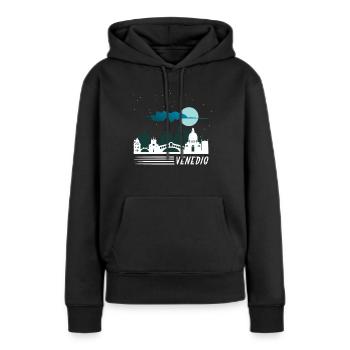 Venise - Sweat à capuche Premium bio Femme - noir - Devant - Julia (174cm)