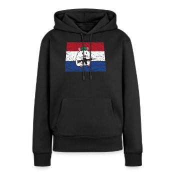 Hamster soldat Pays-Bas tireur de fusil militaire - Sweat à capuche Premium bio Femme - noir - Devant - Julia (174cm)