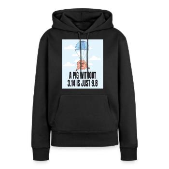 Un cochon sans 3.14 - Idée cadeau Pi - Sweat à capuche Premium bio Femme - noir - Devant - Julia (174cm)