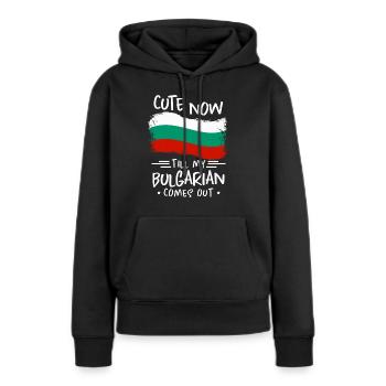 Bulgarie - Sweat à capuche Premium bio Femme - noir - Devant - Julia (174cm)