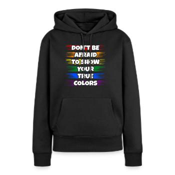 Lgbt - Sweat à capuche Premium bio Femme - noir - Devant - Julia (174cm)